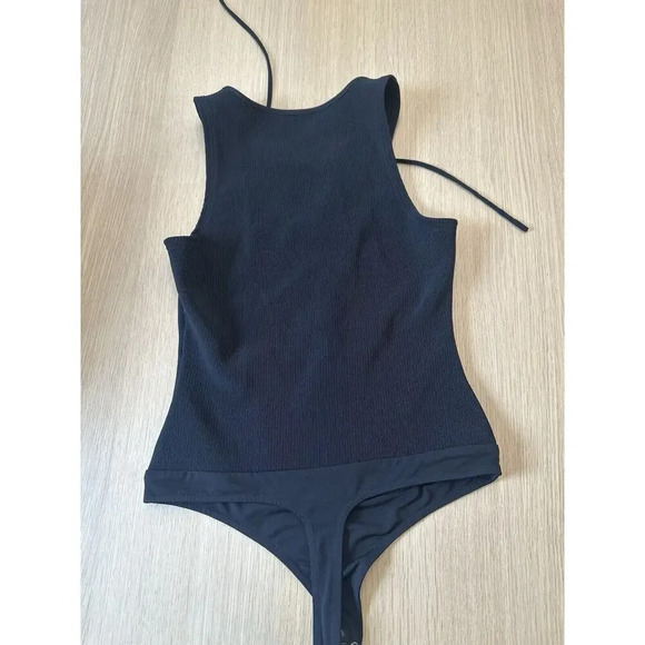 Tularosa Revolve Ribbed Lace Up Nile Bodysuit in Black Size Small 1006 - Picture 6 of 7